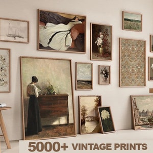 Más de 5000 impresiones de arte mural rústico europeo vintage imprimibles, megapaquete, pintura al óleo antigua de estilo rústico francés, descarga digital
