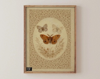 Vintage Butterfly Print: Cottagecore Neutral Wall Art (Digital Download Printable)