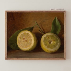 Antique Kitchen Wall Art, Vintage Still Life Oil Painting, Lemon Art Print, Printable Wall Art, Digital Download