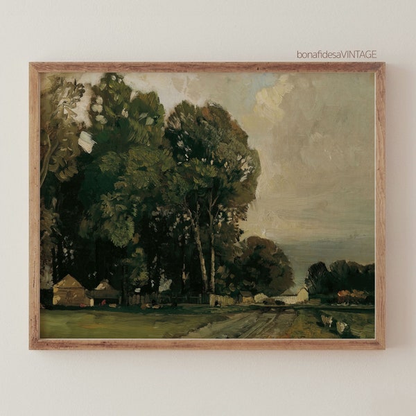 Moody Vintage Landscape Art - Digital Antique Painting - Instant Download Fine Art - Printable Wall Art