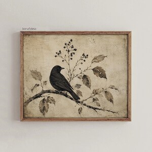 Art minimaliste d'oiseaux, impression botanique neutre, décoration de style campagne française, art numérique à imprimer image 20
