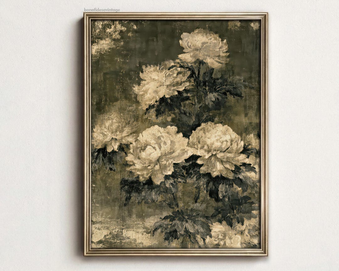 Vintage Floral Print: Dark Academia Botanical Wall Art (digital ...