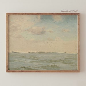 Pastel Seascape Oil Painting - Minimalist Coastal Art Print - Muted Beach Wall Decor - Printable Wall Art - bonafidesa