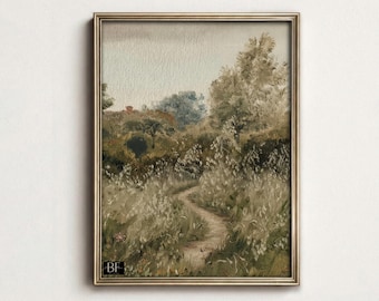 DRUCKBARE Vintage Cottage Landschaftsmalerei | Bauernhaus Küche Wall Art Digital Download