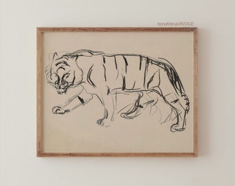 Vintage Tiger Wall Art - Downloadable Print - Animal Printable Art - Printable Wall Art - Digital Download