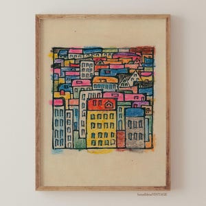 Colorful Urban Landscape Illustration - Abstract Cityscape Art Print - Modern Home Decor