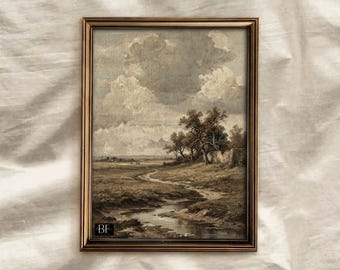 Rustic Landscape Painting: Vintage Country Wall Art (Printable Art)