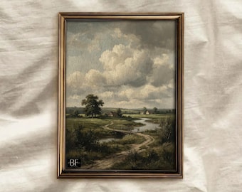 Rustic Landscape Painting: Vintage Country Wall Art (Printable Art)