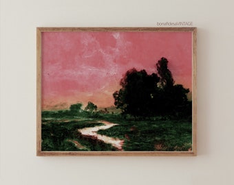 Alter Art,Eclectic Wall Art,Vintage Landscape,Colorful Poster,Pink Painting Print,Moody Decor,Gallery Wall Set,Antique Baroque Oil Painting