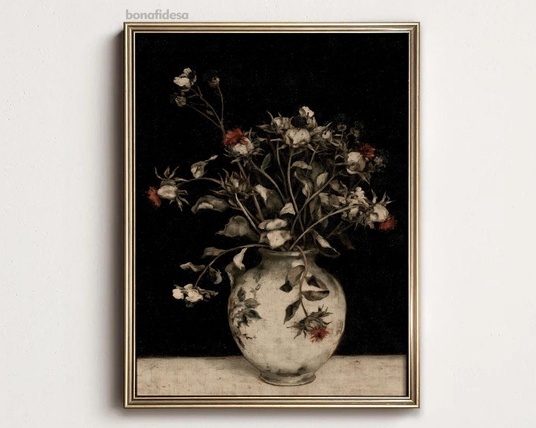 vintage-fall-dried-flowers-vase-print-botanical-gothic-victorian-decor