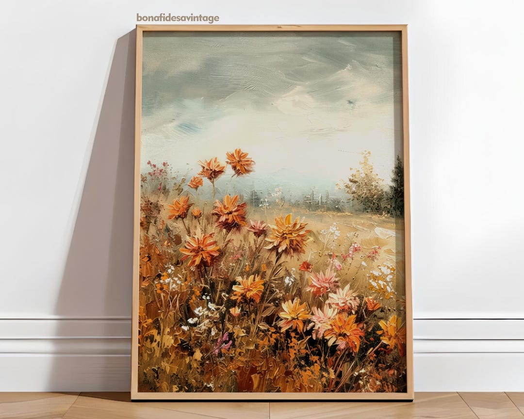 Autumn Painting | Vintage Rustic Wall Art | Wildflower Fall Art Print ...