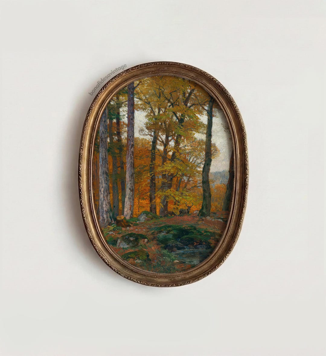 Autumn Forest Deer Printable Wall Art, Rustic Lodge Landscape Download ...