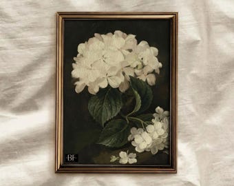 PRINTABLE Vintage Flower Print, Dark Moody Antique Botanical Art ...