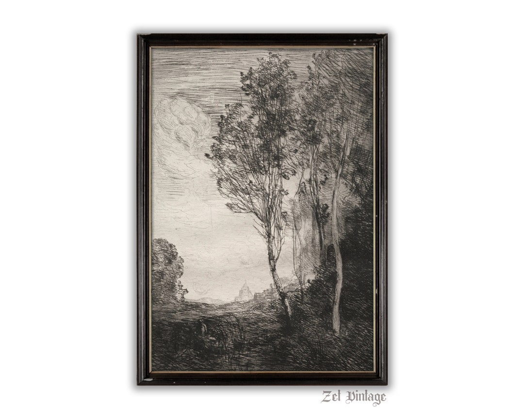 Vintage Tree Sketch Antique Fine Art Tree Print Landscape - Etsy