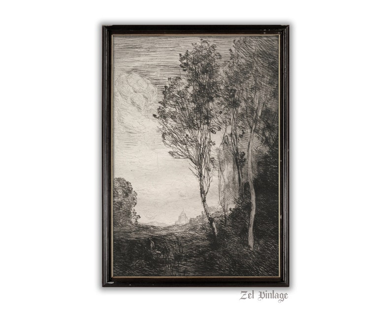 Vintage Tree Sketch Antique Fine Art Tree Print Landscape - Etsy