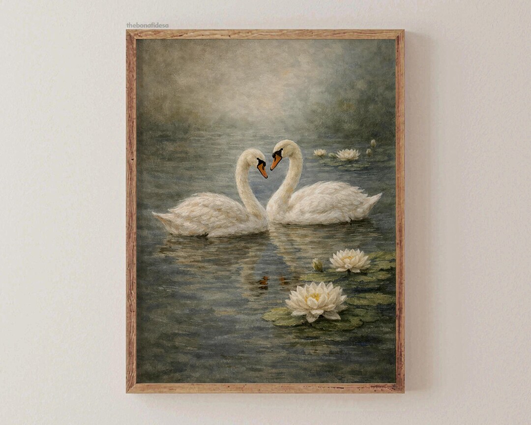 Vintage Swan PRINTABLE Wall Art | Pastel Farmhouse Nursery Print ...