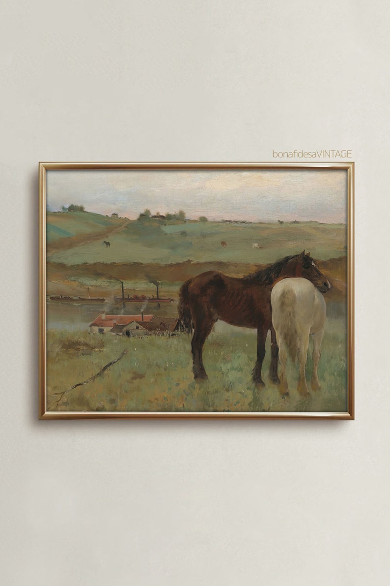 Vintage Horse Oil Painting, Farmhouse Wall Art (downloadable Print) - Etsy