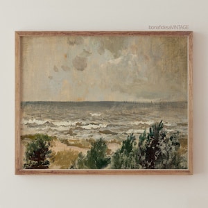 Beach Landscape Print, Beach Landscape Wall Art, Coastal Wall Art, Ocean Painting, Pastel Tones Printable Art, DIGITAL DOWNLOAD