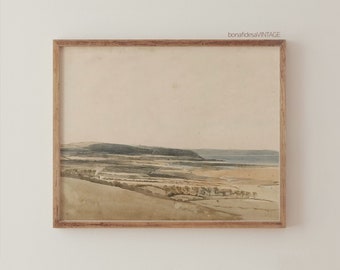 Vintage Watercolor Landscape Painting: Minimalist Wall Art (Digital Download)