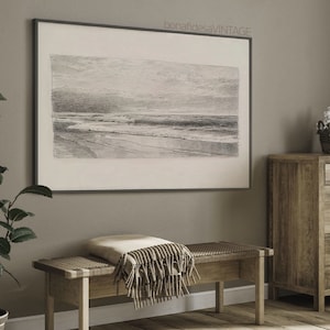 Beachside Charcoal Sketch - Vintage Wall Art