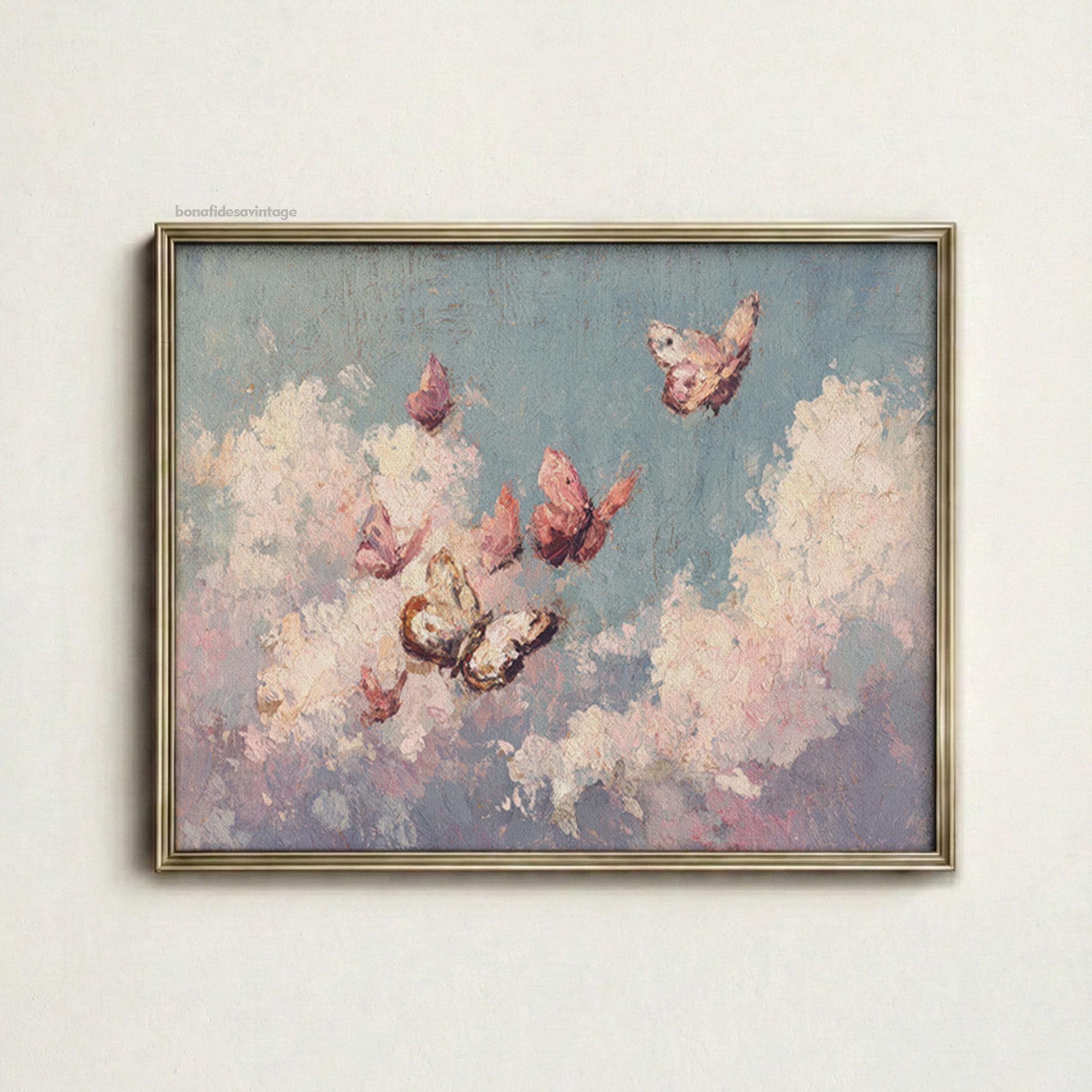 Butterfly Cloud Art Print: Vintage Cottagecore Nursery Decor (PRINTABLE ...