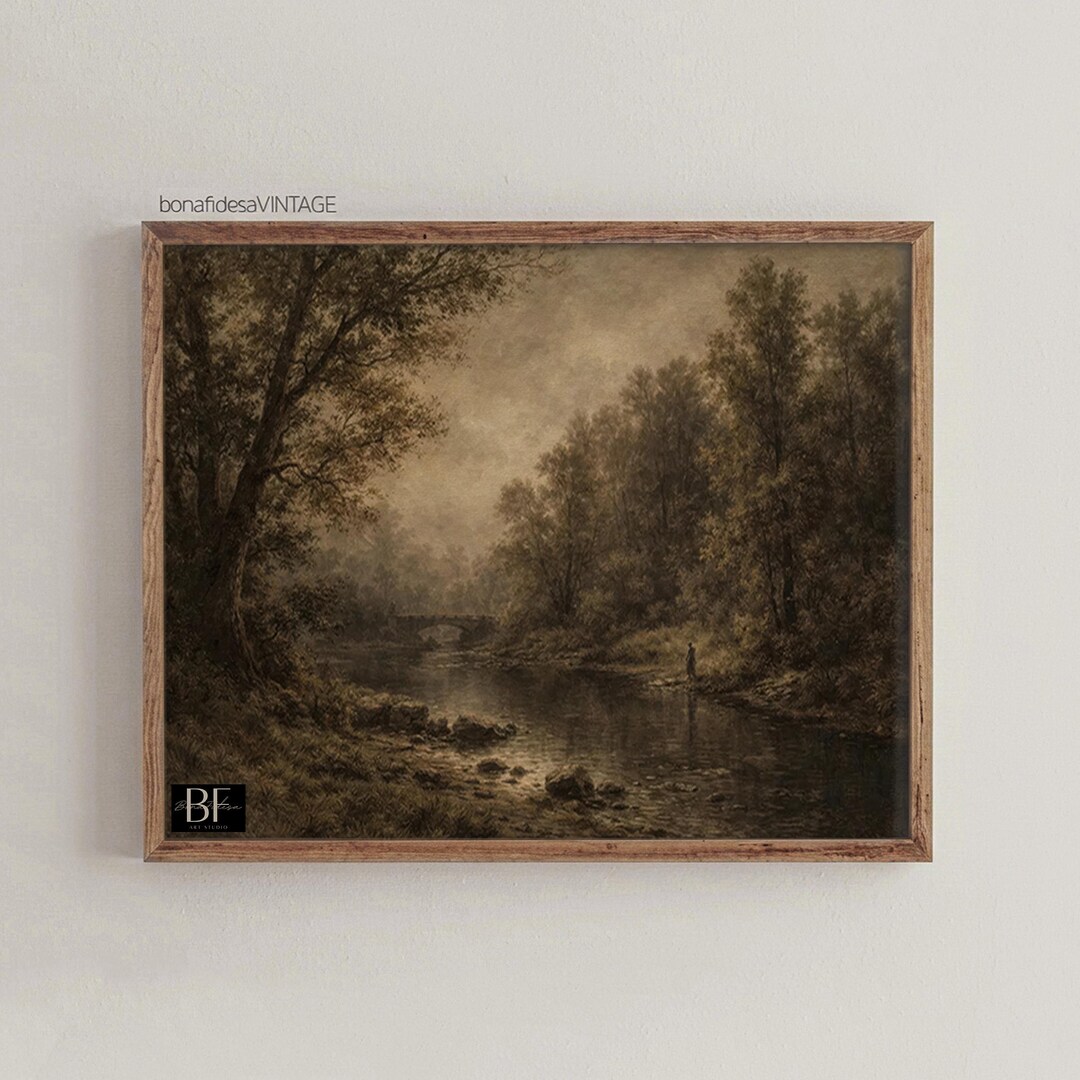 Moody Fall Landscape Print | Vintage Autumn Wall Art | Rustic Farmhouse ...