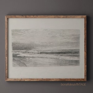 Seascape Sketch - Antique Charcoal Print
