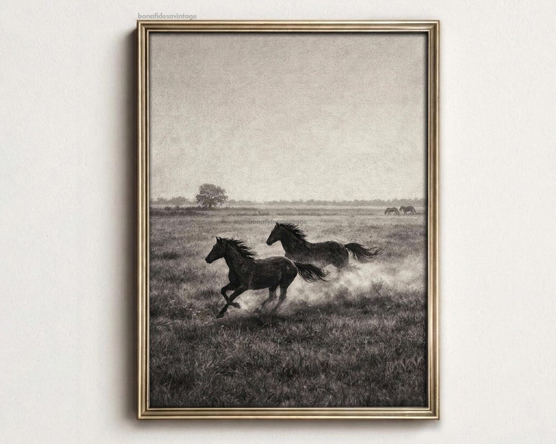 Black and White Horse Print Download, Western Wall Art, Rustic Ranch ...
