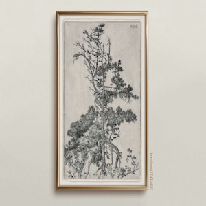 Vintage Tree Top Print, Antique Botanical Wall Art, Printable Nature Drawing, Fine Art Print, Downloadable, Dark Academia, Victorian Decor