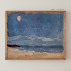 Minimalist Beach Painting, Muted Landscape Print, Beach House Wall Art, Coastal Wall Art, Neutral Wall Art, INSTANT DOWNLOAD