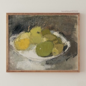Still Life of Fruit Bowl - Abstract Pears Print - Kitchen Decor - Printable Wall Art - Vintage Oil Painting - Antique Fine Art