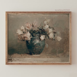 Flower Painting | Vintage Botanical Still Life Print | Rustic European PRINTABLE Digital Wall Art