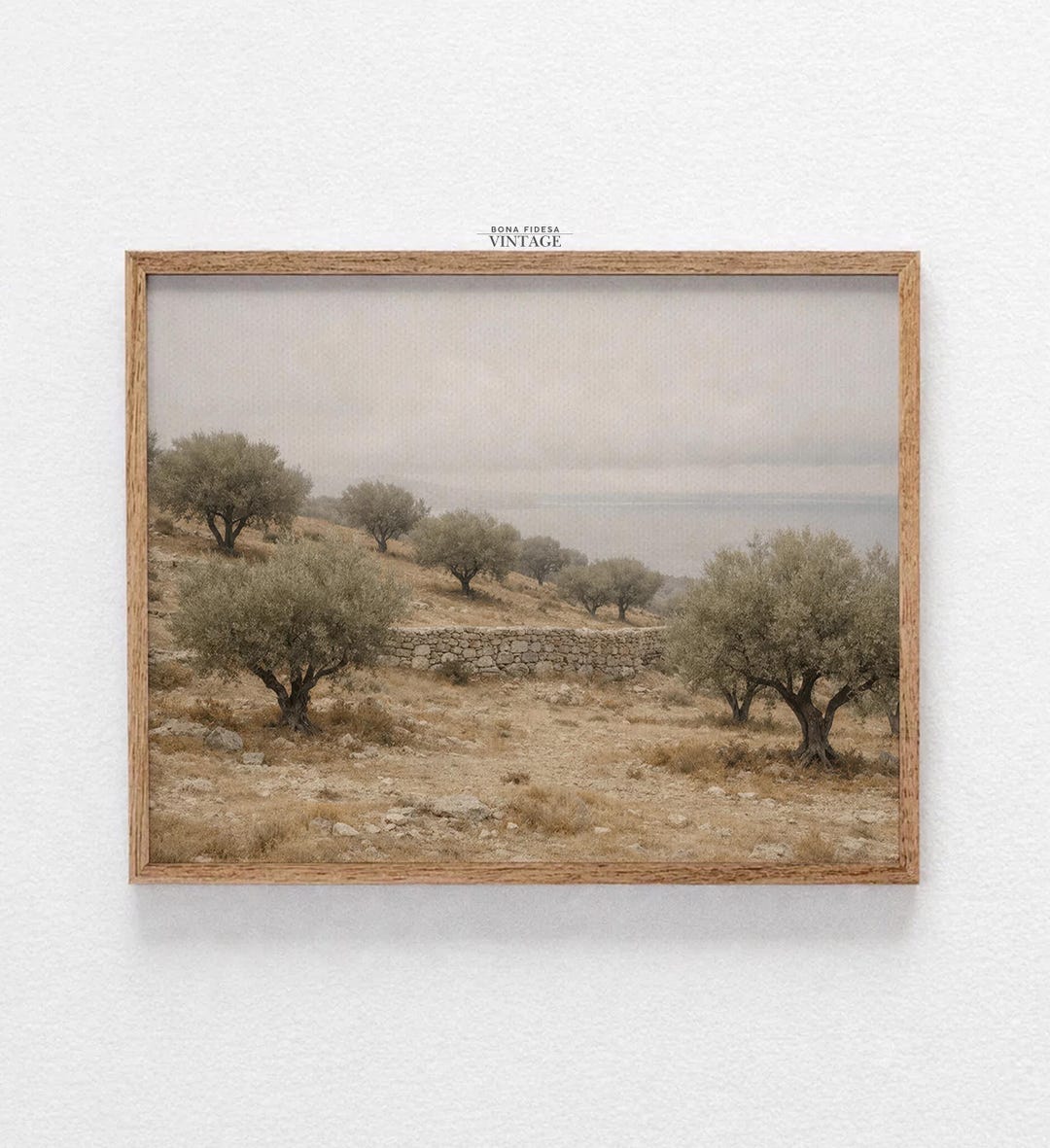 Mediterranean Olive Grove Printable Wall Art, Neutral Coastal Landscape ...