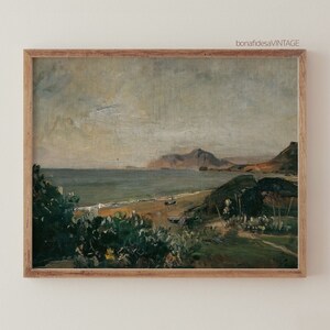 Vintage Digital Landscape Painting, Downloadable Artwork, Coastal Art Print, Antique Oil Painting, Printable Wall Art, Digital Print