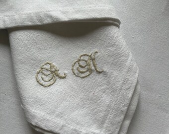 Servilleta Iniciales Personalizadas Bordadas a Mano