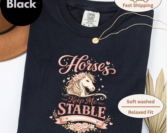 Horse Lover Girl Shirt Gift for Horseback Riding Kid Equestrian Daughter Birthday Present for Horse Mom Teen Rider Stable Life Tee