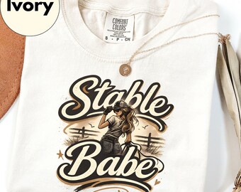 Stable Babe Shirt Gift for Horse Girl Western Cowgirl Equestrian Rider Birthday Present for Ranch Lover Daughter Teen
