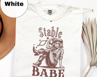 Stable Babe Shirt Gift for Horse Girl Western Cowgirl Equestrian Rider Birthday Present for Ranch Lover Daughter Teen