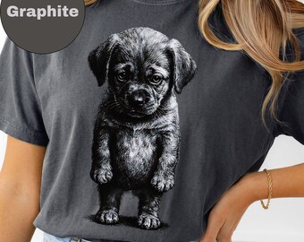 Sad Dog Shirt Cute Puppy Graphic Tee Dog Lover Gift Emotional Dog Art Shirt Cute Puppy Lover Shirt Funny Relatable Mood Tee
