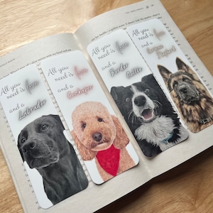 All you need is Love and a Dog Bookmarks | Cockapoo, Border Collie, German Shepherd, Black Labrador | Gifts for Dog Lovers