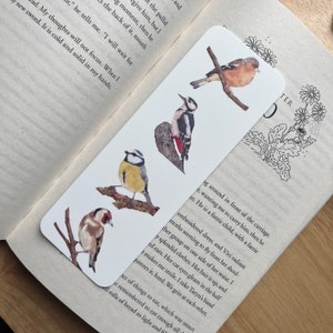 Marcador de pássaros britânico / Marcador de pássaros / Marcador de vida selvagem / Pica-pau / Chapim-azul / Pintassilgo / Tentilhão / Acessórios para livros