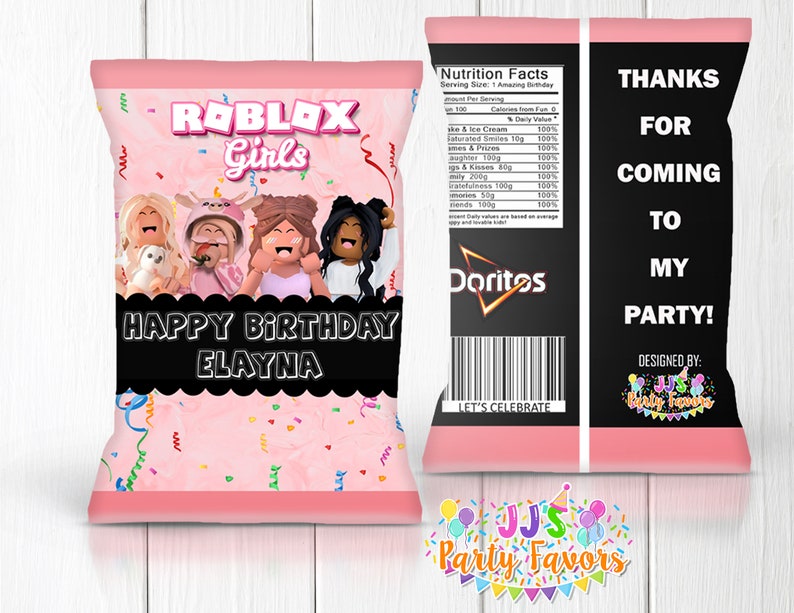 Roblox Girl Chip Bag Pink Roblox Custom Party Favors Etsy Hong Kong