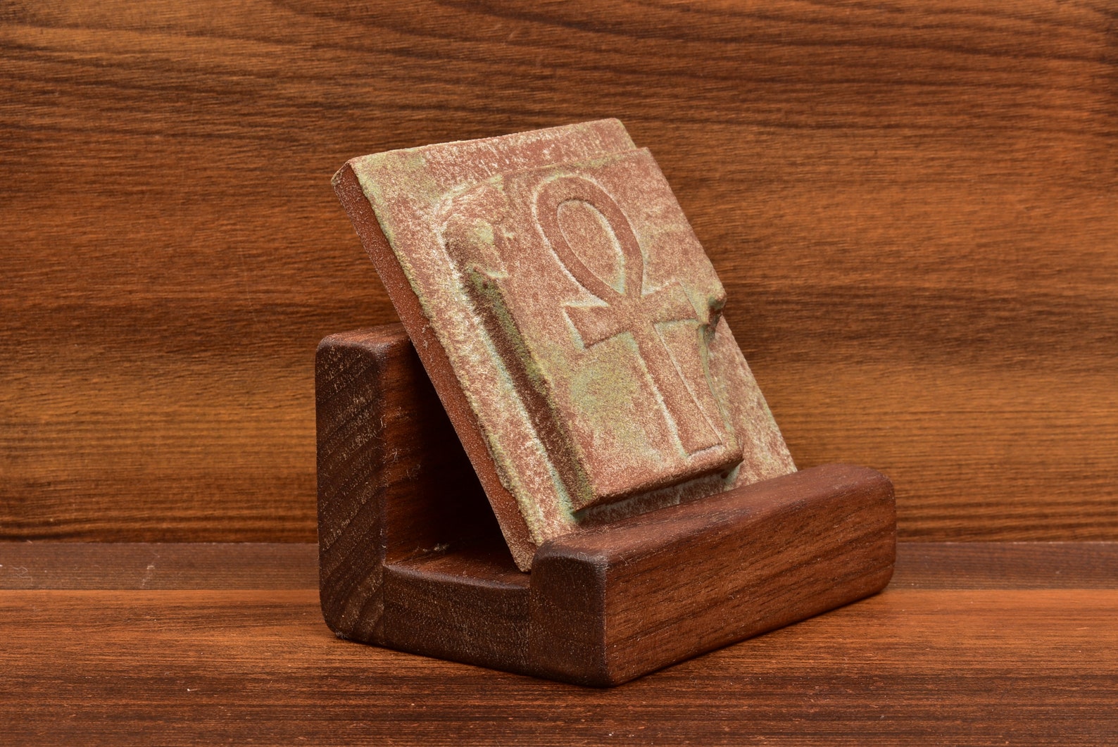 Small Wood Tile Stand Made From Solid Walnut. This Holder is Etsy