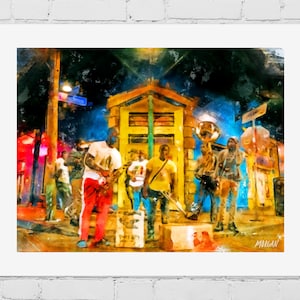 New Orleans Art Print: Buskers on Nola Streets, Framed Wall Art