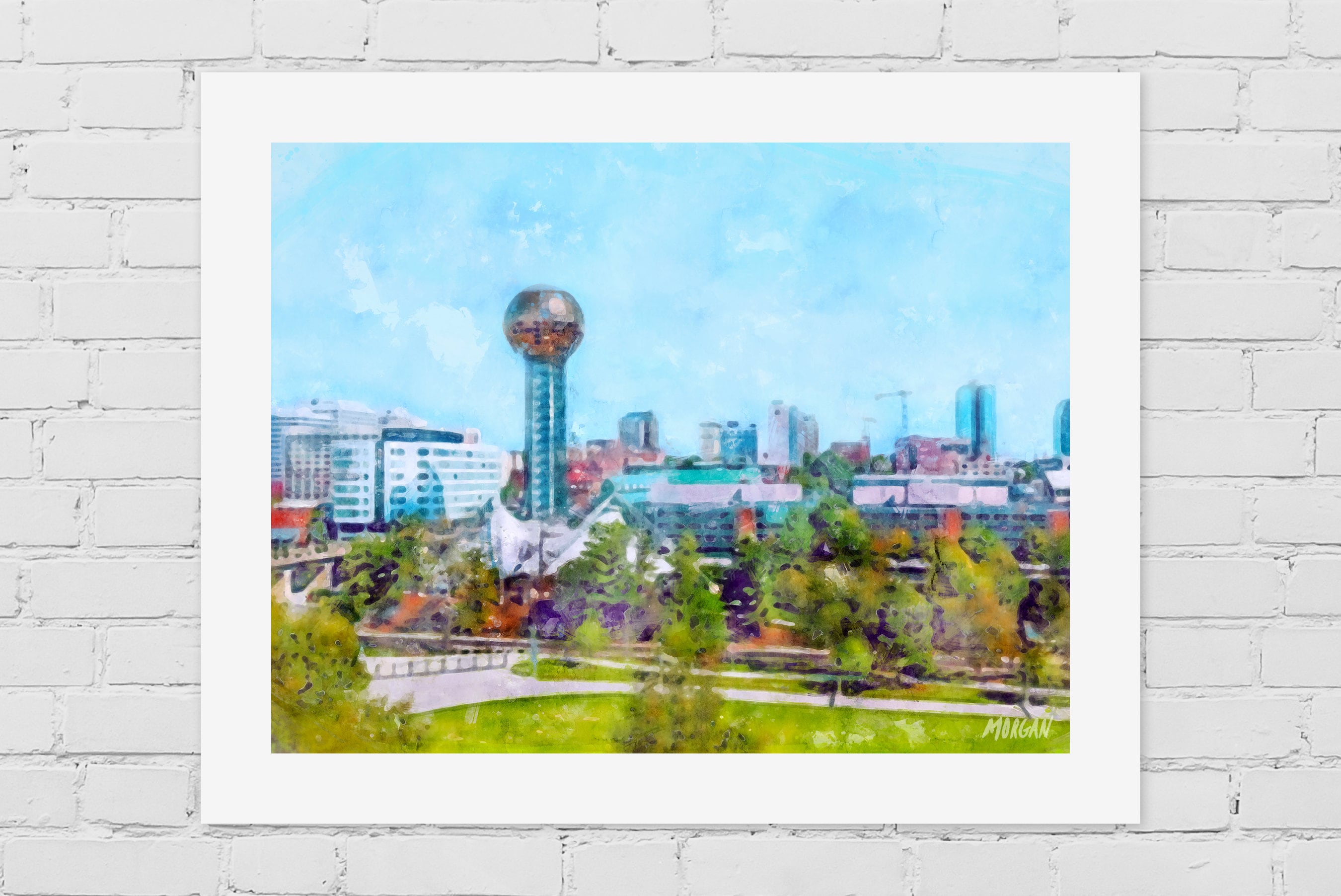 Knoxville TN Skyline Framed Art Prints & Canvases, Knoxville Watercolor