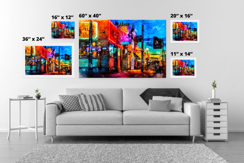 Iconic Nashville Watercolor Paintings, Framed Canvases of Nashville