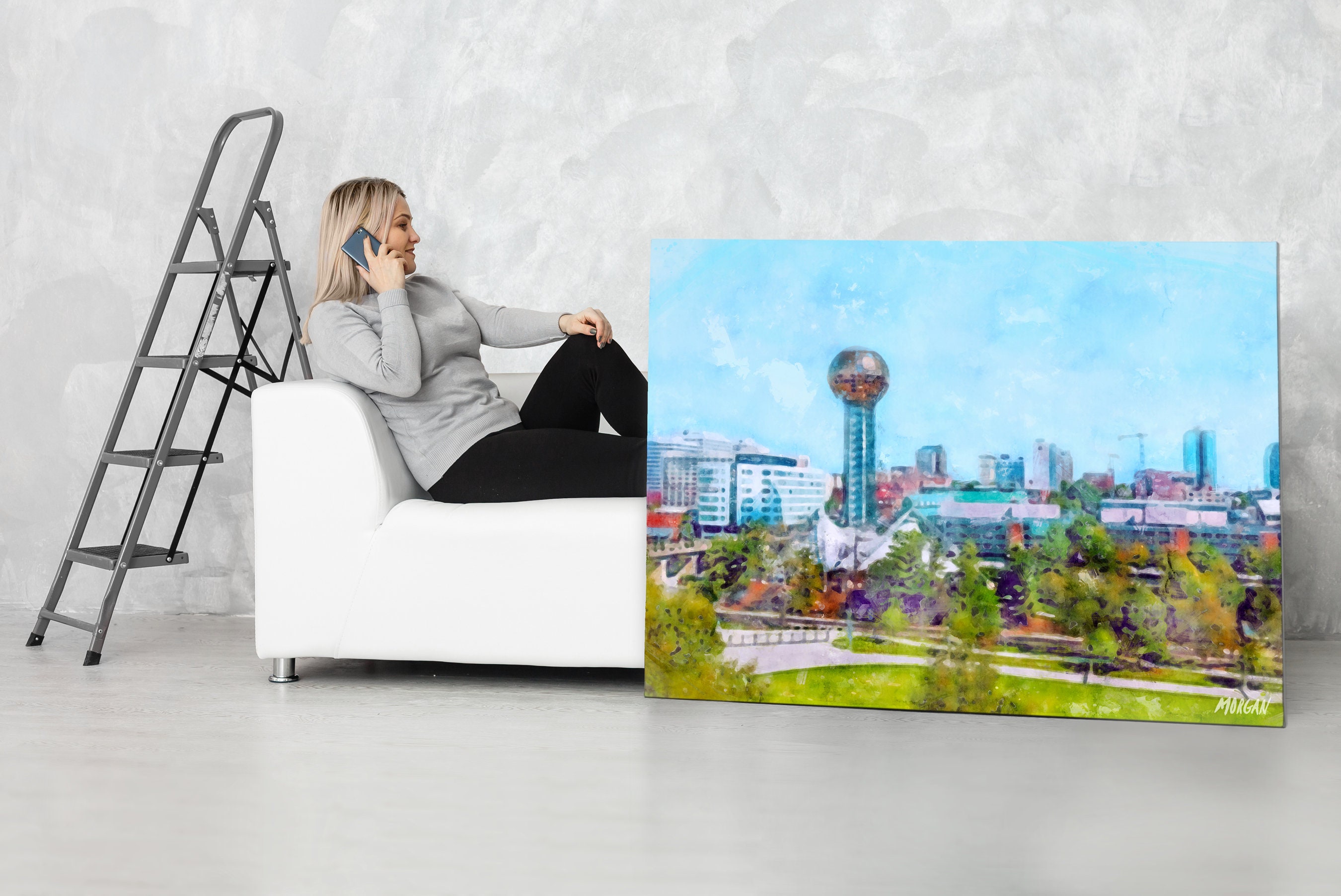 Knoxville TN Skyline Framed Art Prints & Canvases, Knoxville Watercolor