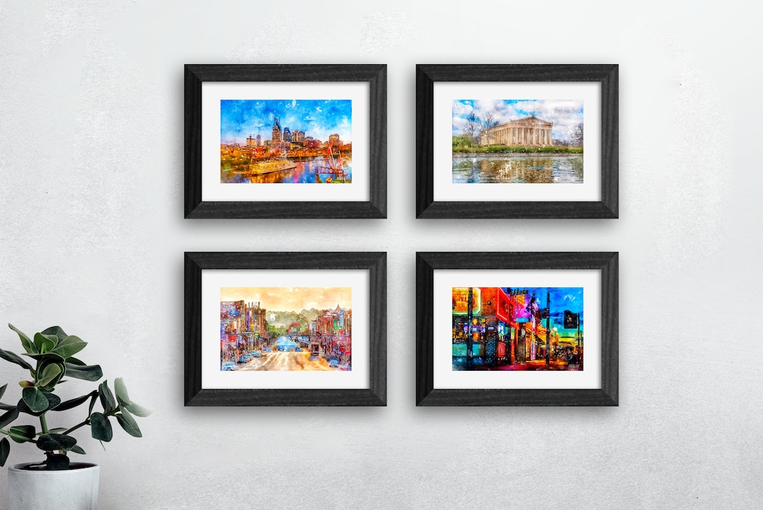 Nashville Framed Prints Set of 4 Nashville Set of Office Wall Etsy
