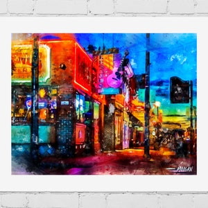 Legends Corner Nashville Art Print: Iconic Watercolor Painting