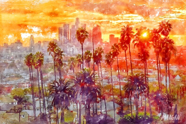 Los Angeles Skyline Greeting Card California Home Decor LA Etsy